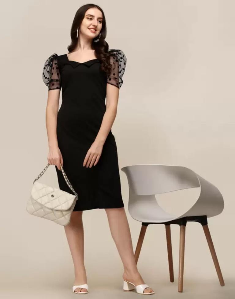Black Puff Sleeve Bodycon