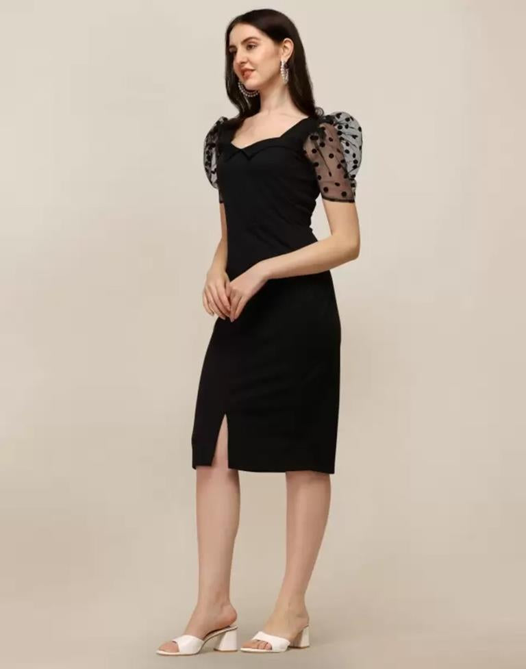 Black Puff Sleeve Bodycon
