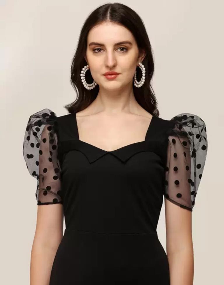 Black Puff Sleeve Bodycon
