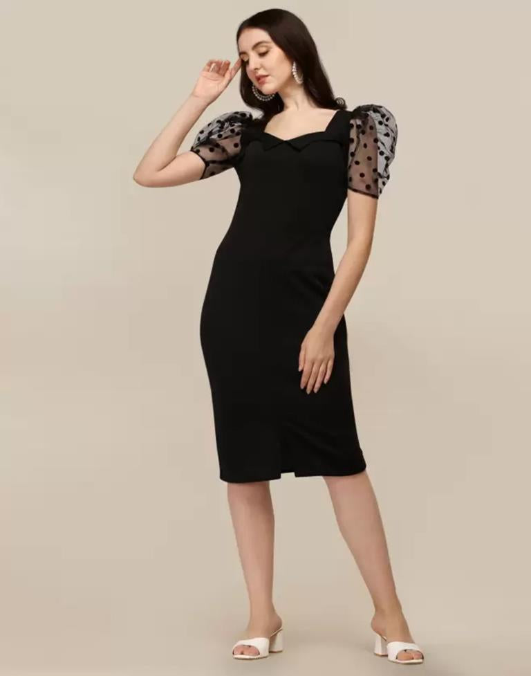 Black Puff Sleeve Bodycon
