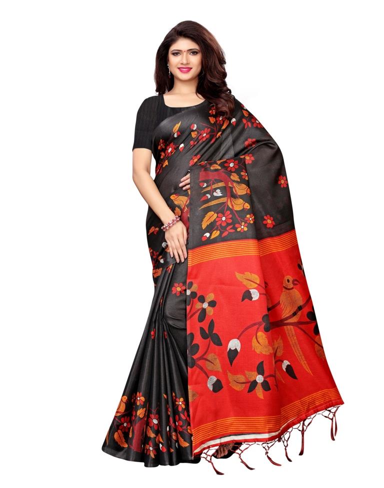 Black Coloured Art Silk Printed Saree | SLV1001S146