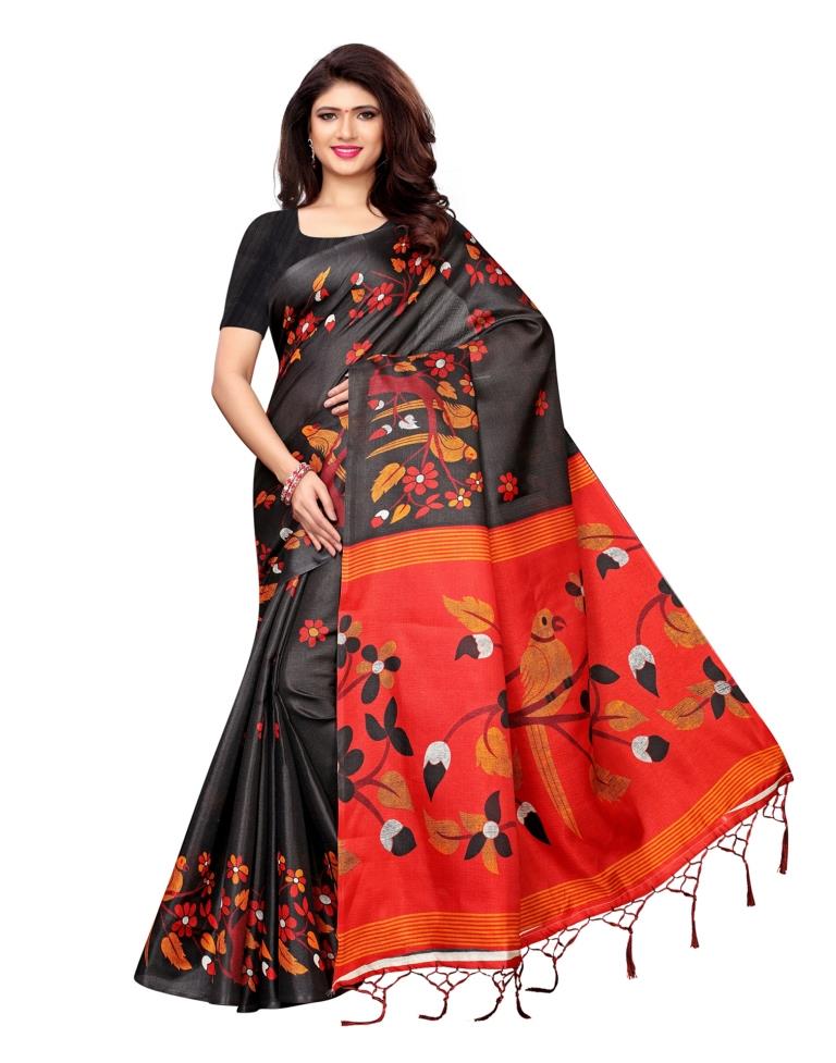 Black Coloured Art Silk Printed Saree | SLV1001S146