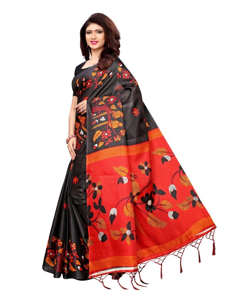 Black Coloured Art Silk Printed Saree | SLV1001S146