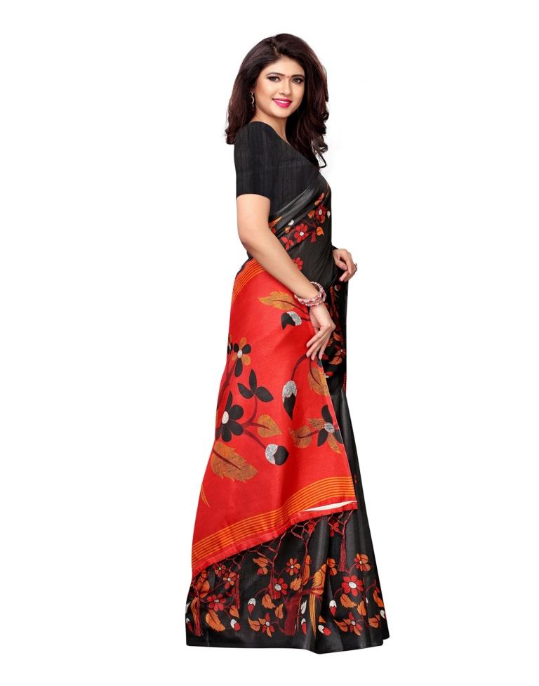Black Coloured Art Silk Printed Saree | SLV1001S146