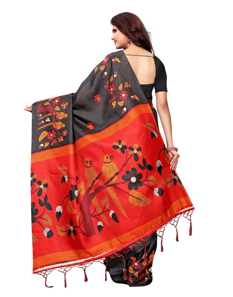 Black Coloured Art Silk Printed Saree | SLV1001S146
