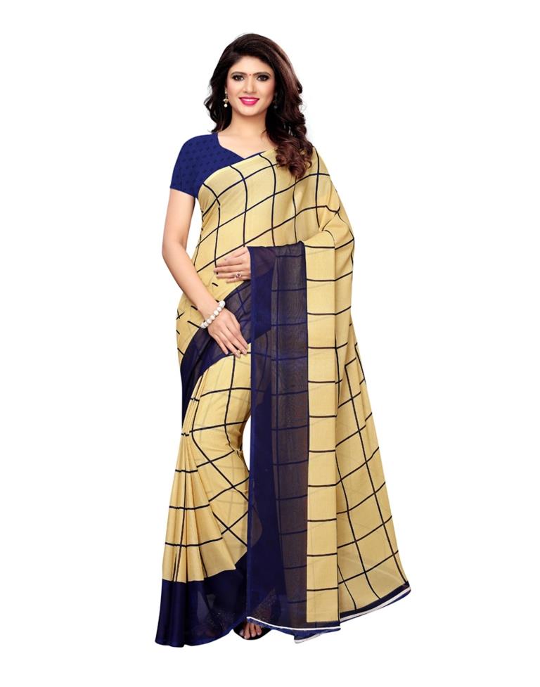 Beige Coloured Georgette Printed Saree | SLV1022S2002