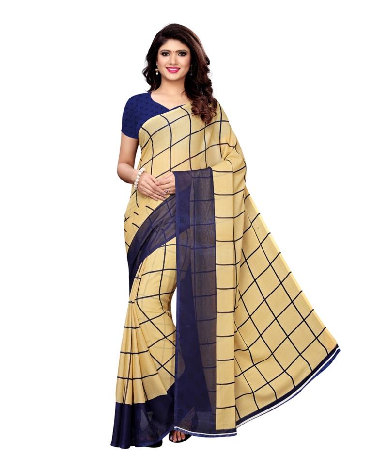 Beige Coloured Georgette Printed Saree | SLV1022S2002