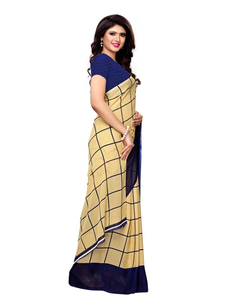 Beige Coloured Georgette Printed Saree | SLV1022S2002