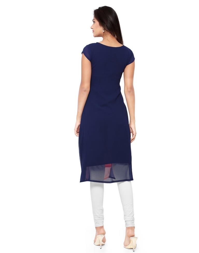 Navy Blue Coloured Georgette Plain Kurti | SLV102K4