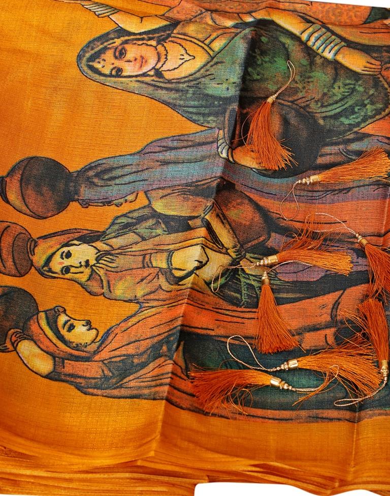 Yellow Coloured Poly Silk Printed Saree | SLV1034S5043