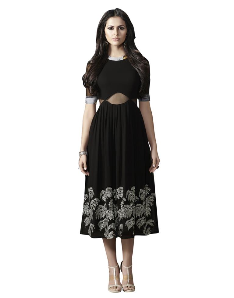 Black Coloured Georgette Embroidered Kurti | SLV103K346