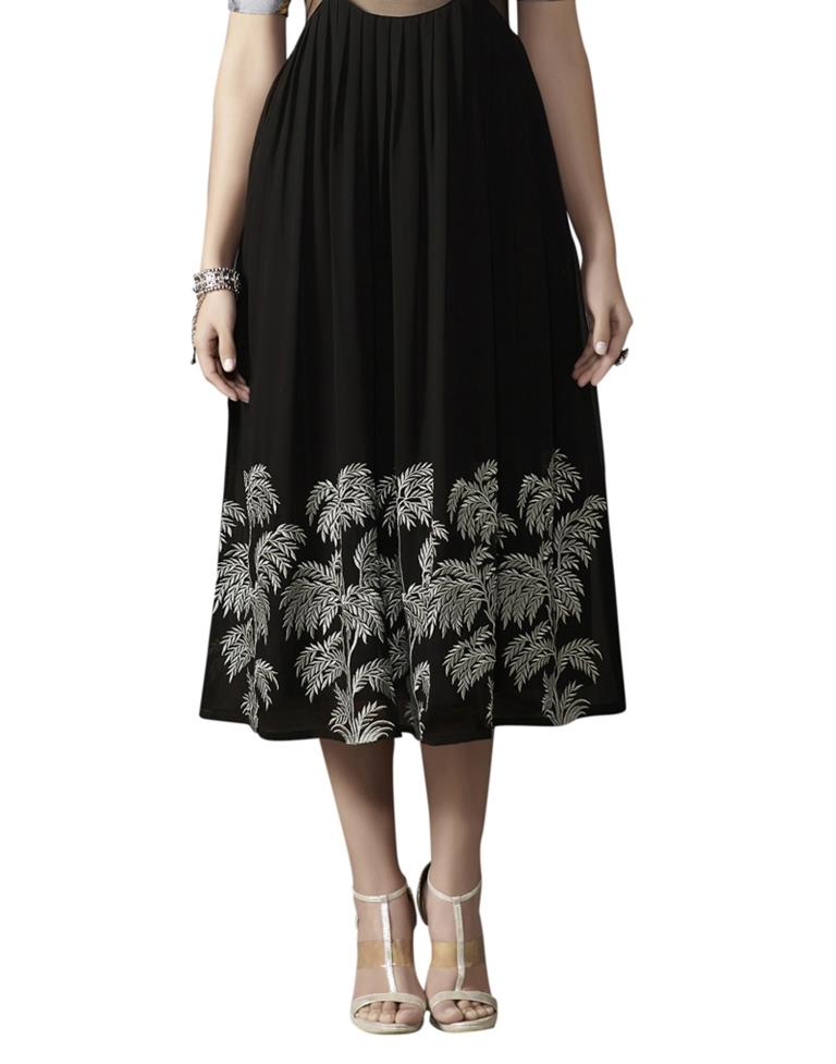 Black Coloured Georgette Embroidered Kurti | SLV103K346