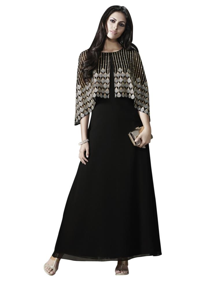 Black Coloured Georgette Embroidered Kurti | SLV103K348