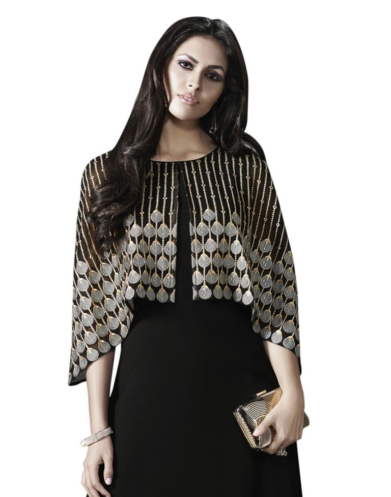 Black Coloured Georgette Embroidered Kurti | SLV103K348