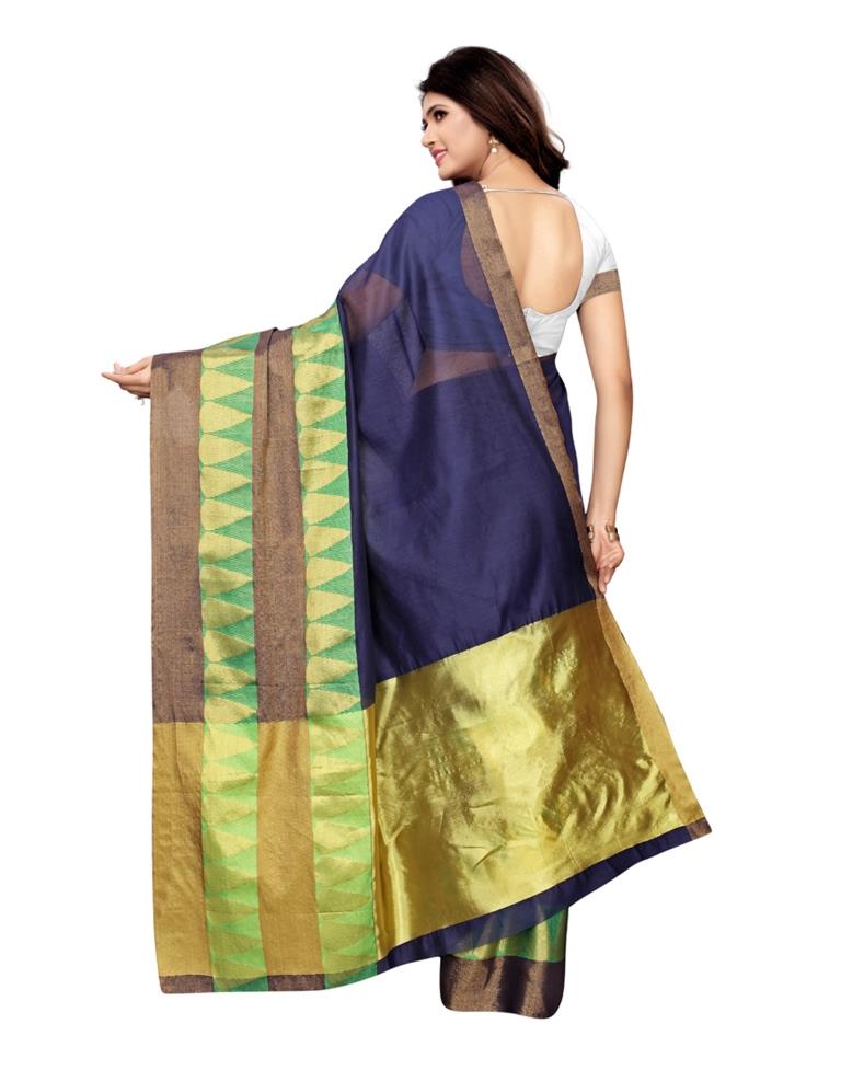 Navy Blue Coloured Poly Silk Woven Saree | SLV1063S851