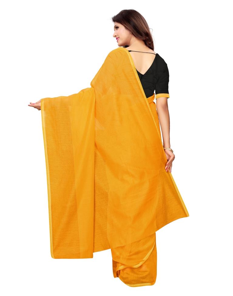 Yellow Coloured Cotton Silk Plain Saree | SLV1100S2043