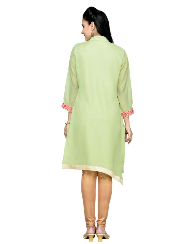 Green Coloured Georgette Embroidered Kurti | SLV110K1005