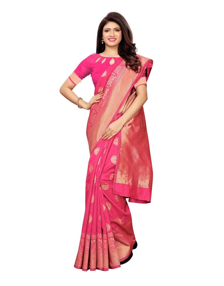 Pink Coloured Poly Silk Banarasi Jacquard Saree | SLV1116S101