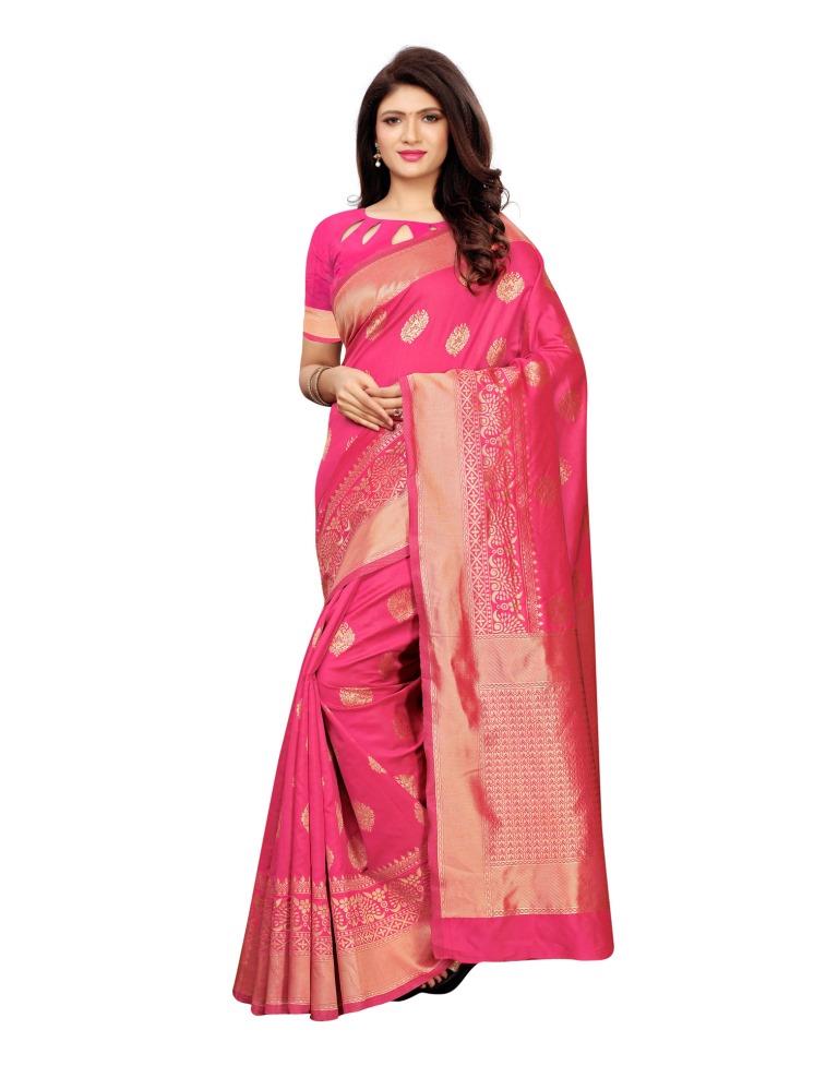 Pink Coloured Poly Silk Banarasi Jacquard Saree | SLV1116S101