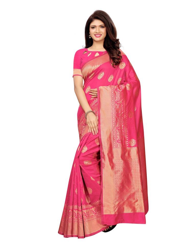 Pink Coloured Poly Silk Banarasi Jacquard Saree | SLV1116S101