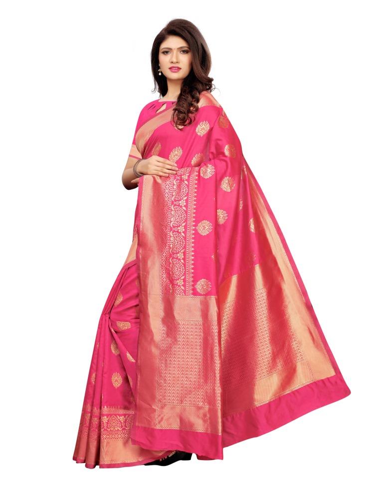 Pink Coloured Poly Silk Banarasi Jacquard Saree | SLV1116S101