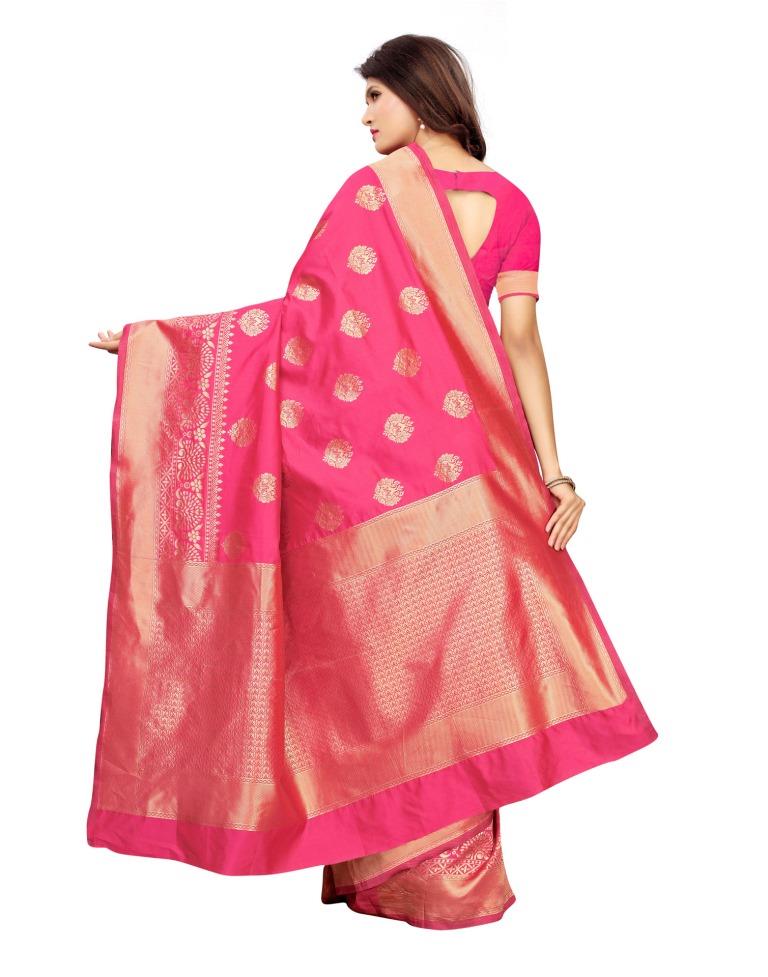 Pink Coloured Poly Silk Banarasi Jacquard Saree | SLV1116S101