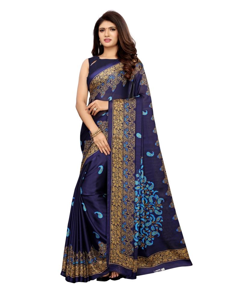 Navy Blue Coloured Georgette Printed Saree | SLV1132S2026