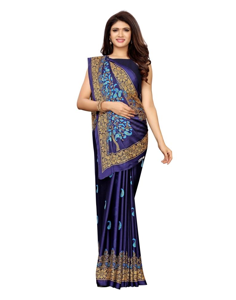 Navy Blue Coloured Georgette Printed Saree | SLV1132S2026