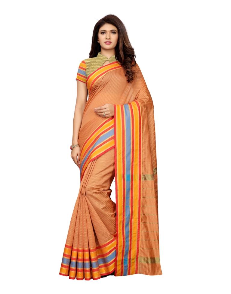 Peach Coloured Chanderi Silk Woven Saree | SLV1137S2125