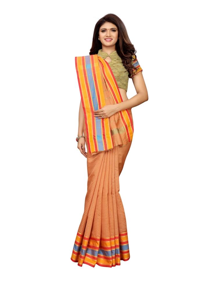 Peach Coloured Chanderi Silk Woven Saree | SLV1137S2125