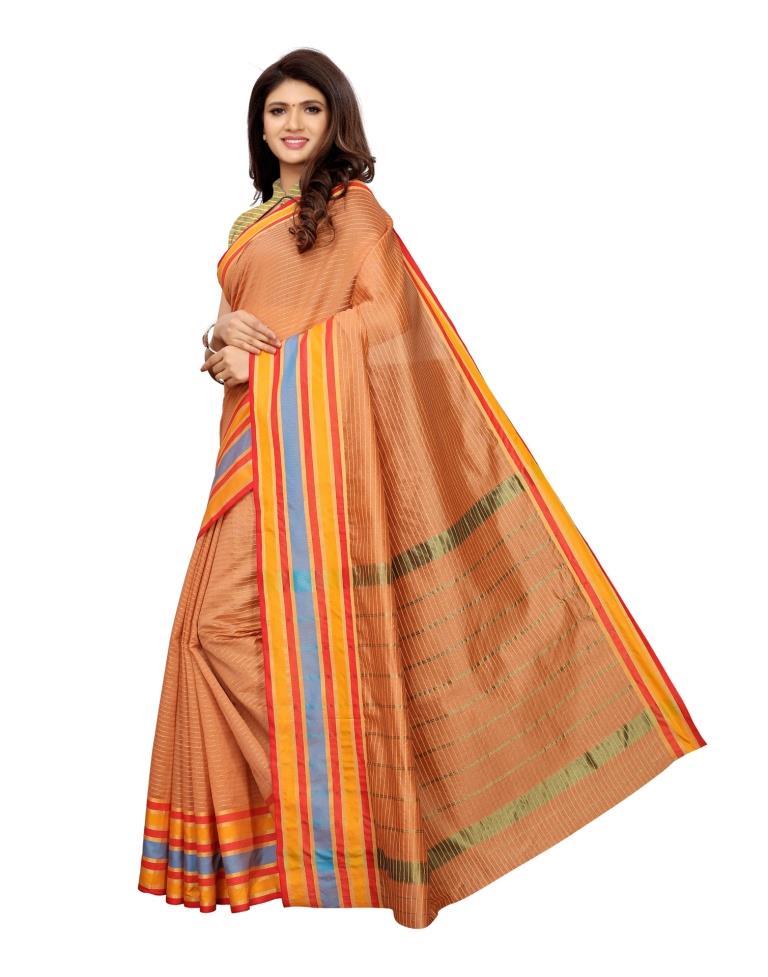 Peach Coloured Chanderi Silk Woven Saree | SLV1137S2125