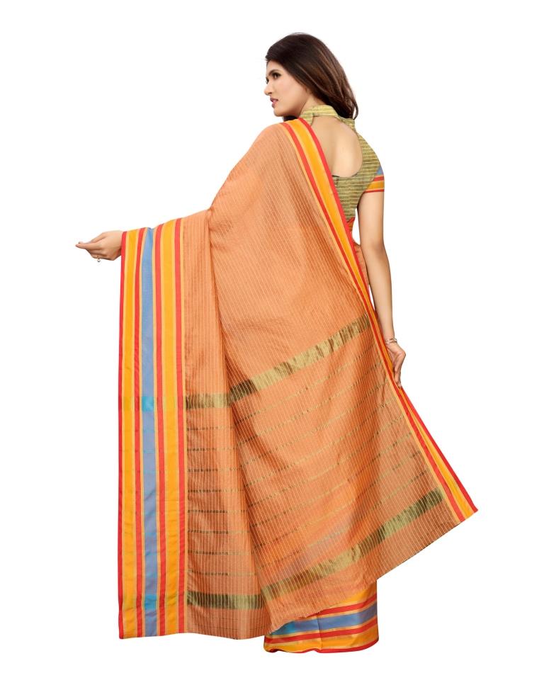 Peach Coloured Chanderi Silk Woven Saree | SLV1137S2125