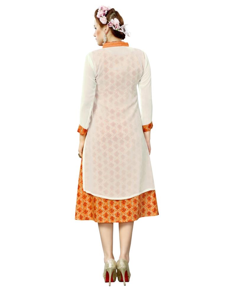 White Coloured Georgette Printed Kurti | SLV113K105