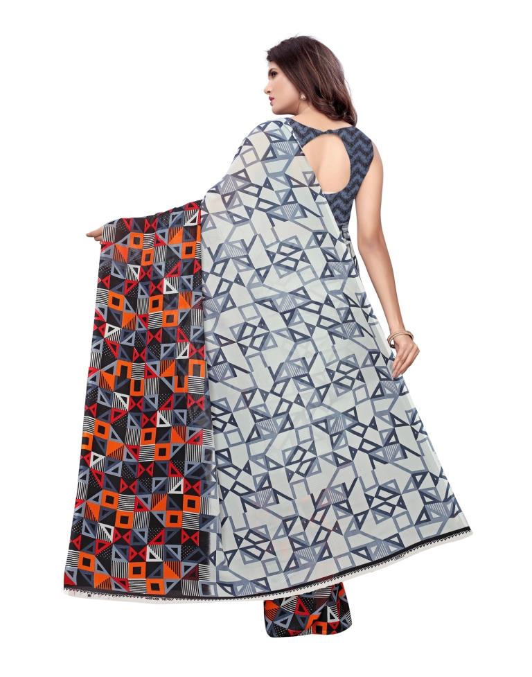 Grey Coloured Georgette Printed Saree | SLV1144S2142