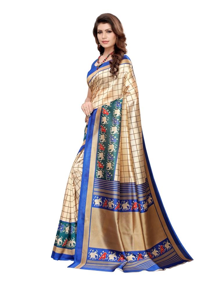 Beige Coloured Poly Silk Printed Saree | SLV1154S7193
