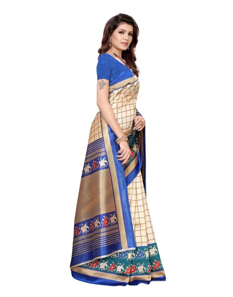 Beige Coloured Poly Silk Printed Saree | SLV1154S7193