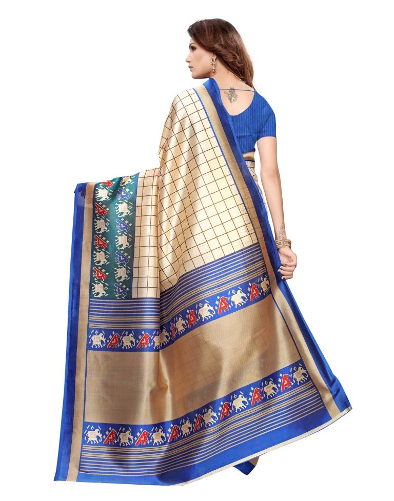 Beige Coloured Poly Silk Printed Saree | SLV1154S7193