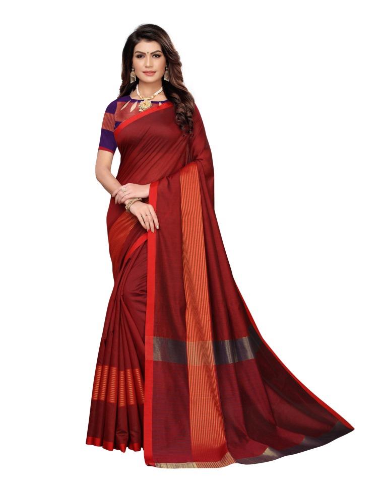 Maroon Coloured Poly Silk Woven Saree | SLV1174S1143
