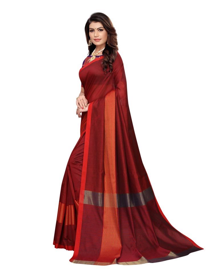Maroon Coloured Poly Silk Woven Saree | SLV1174S1143