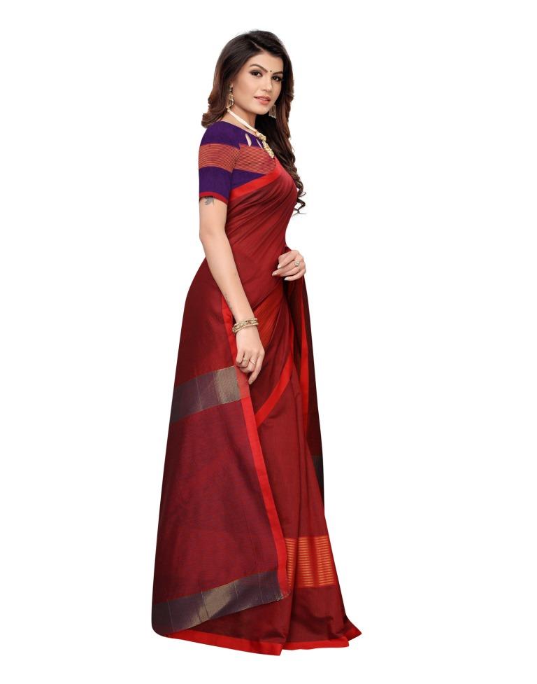 Maroon Coloured Poly Silk Woven Saree | SLV1174S1143