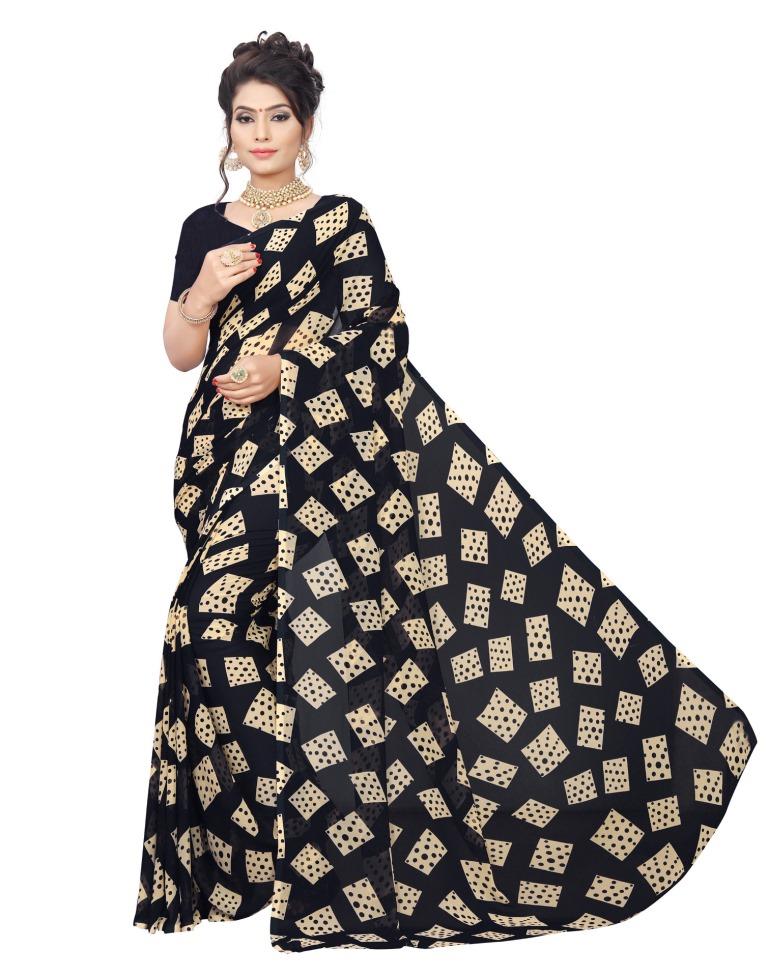 Black Coloured Georgette Printed Saree | SLV1177S1031