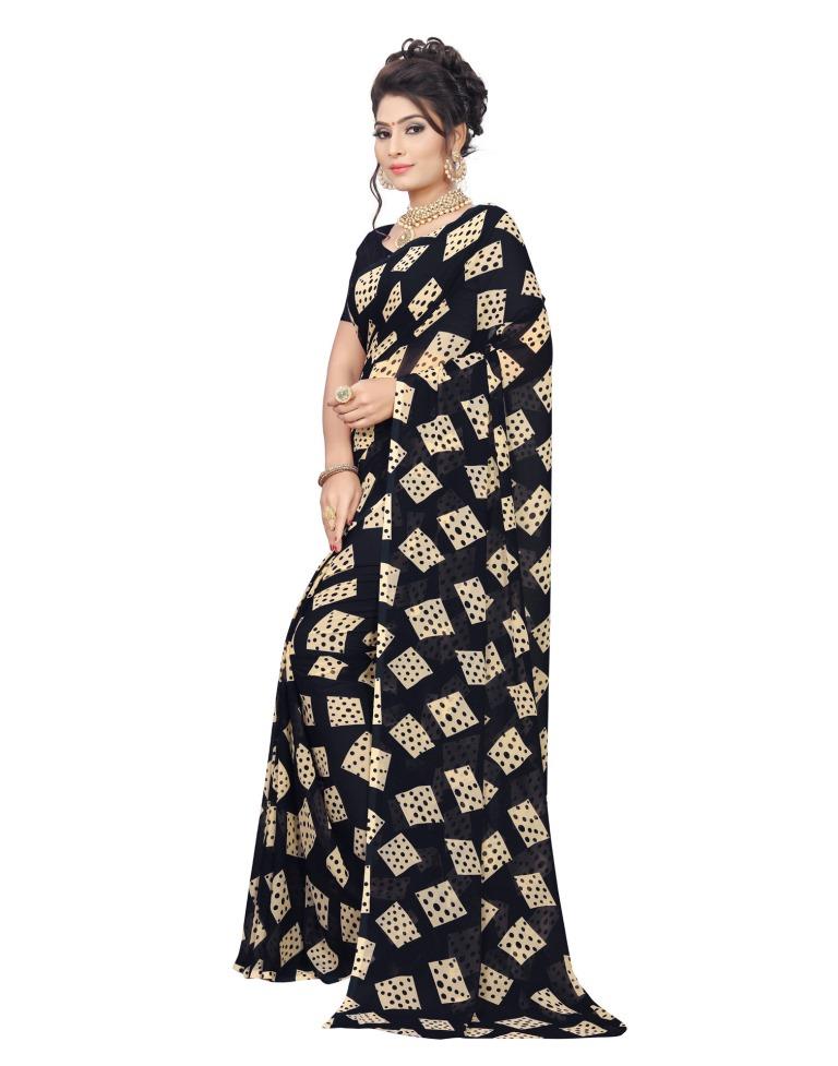 Black Coloured Georgette Printed Saree | SLV1177S1031