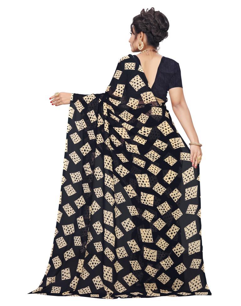 Black Coloured Georgette Printed Saree | SLV1177S1031