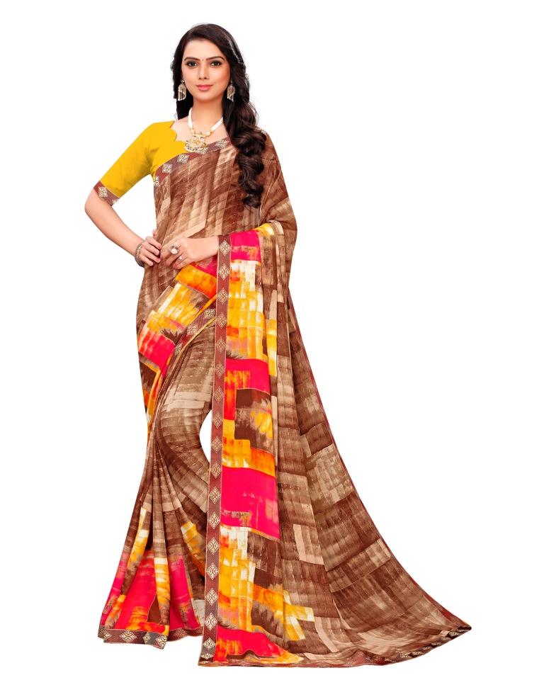 Brown Coloured Georgette Printed Saree | SLV1178S2176
