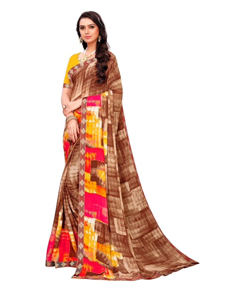 Brown Coloured Georgette Printed Saree | SLV1178S2176