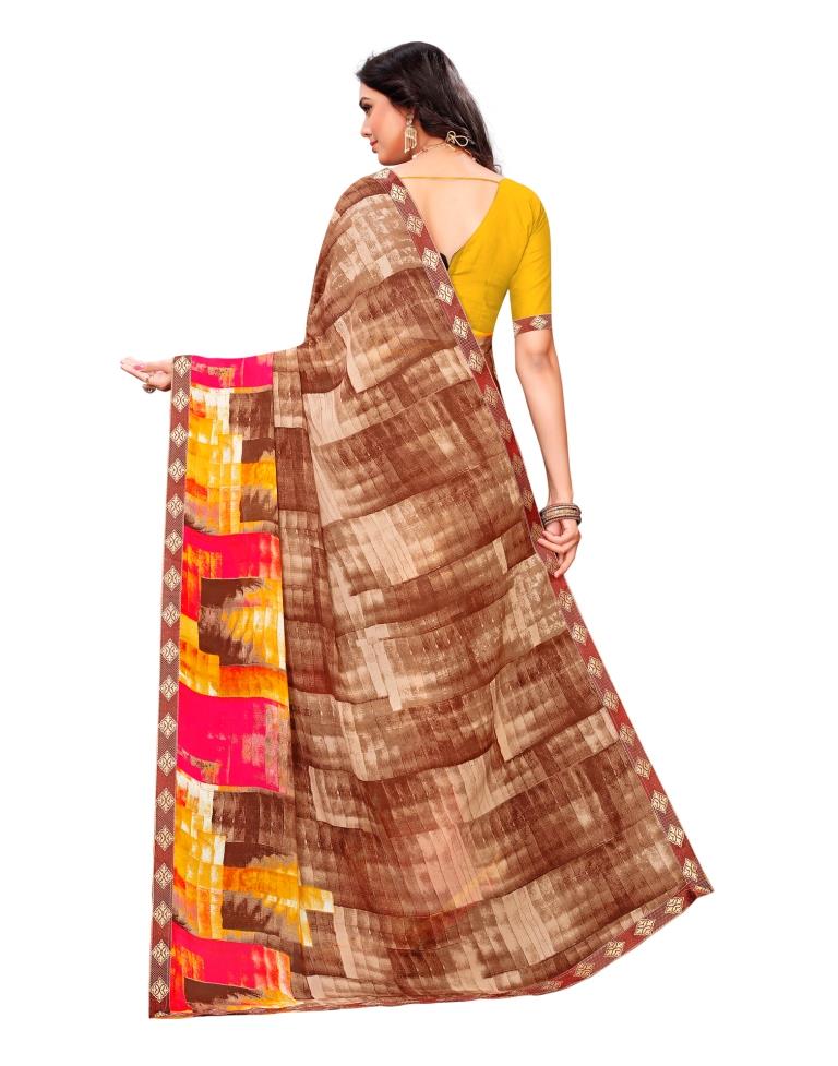 Brown Coloured Georgette Printed Saree | SLV1178S2176
