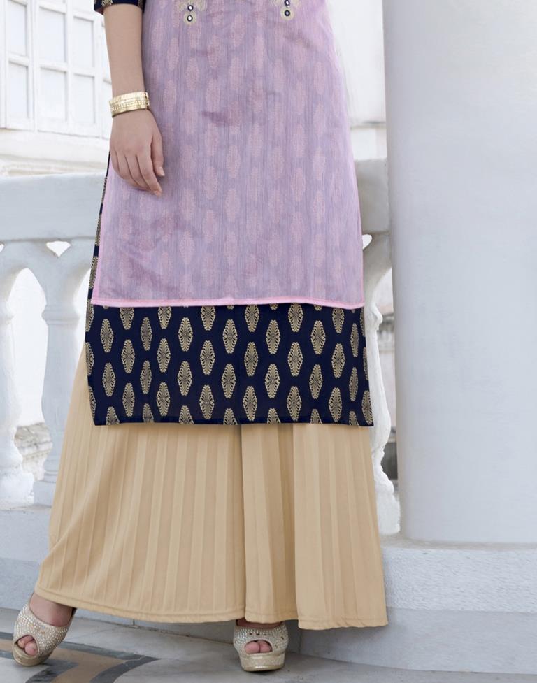 Pink Coloured Cotton Embroidered Kurti | SLV117K107