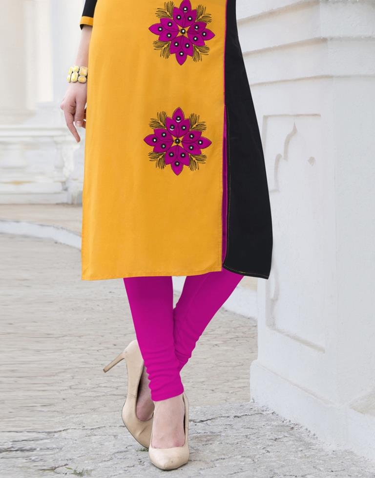 Yellow Coloured Rayon Embroidered Kurti | SLV118K109