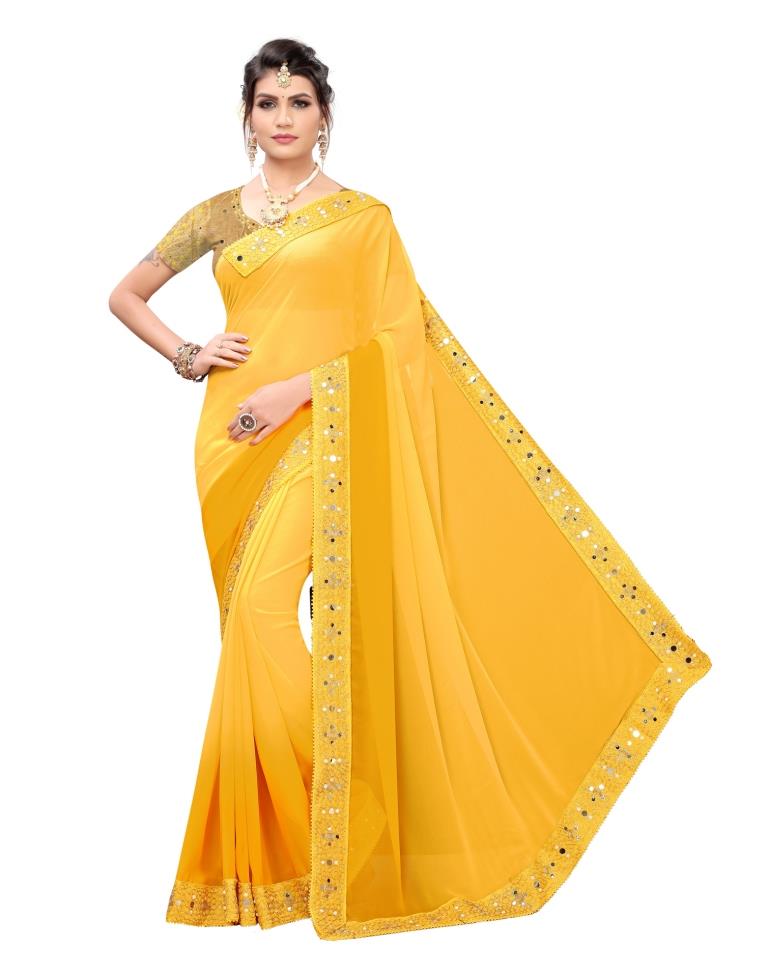 Yellow Coloured Georgette Plain Saree | SLV1191S101