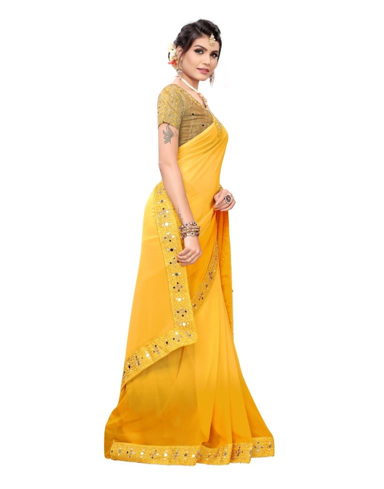 Yellow Coloured Georgette Plain Saree | SLV1191S101